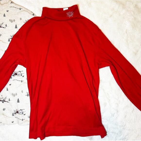 3 in 1 Women’s Lot Bundle Cotton Long Sleeve Holiday Turtlenecks Size Medium BRW - Picture 3 of 9
